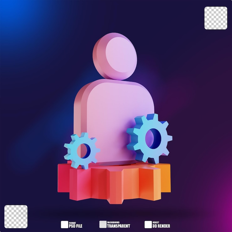 PSD ilustración 3d colorido jefe de gestión 4