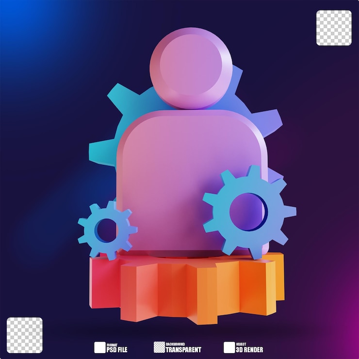 PSD ilustración 3d colorido jefe de gestión