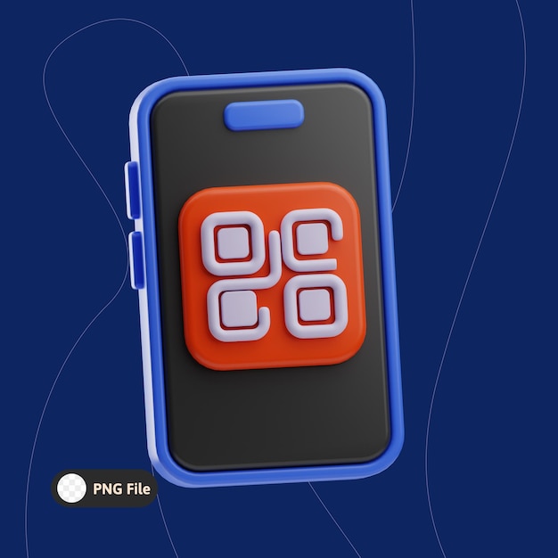 Ilustración 3D de comercio electrónico Código Qr