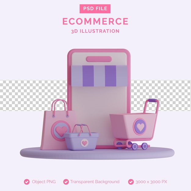 Ilustración 3d de comercio electrónico