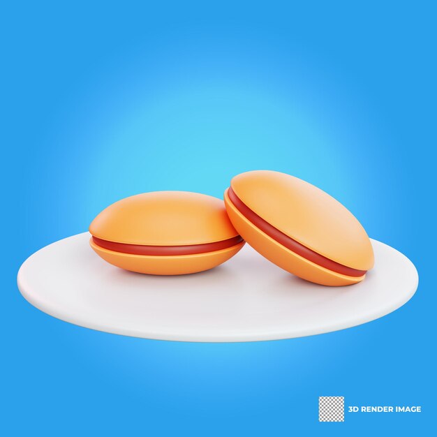 Ilustración 3d de comida asiática dorayaki