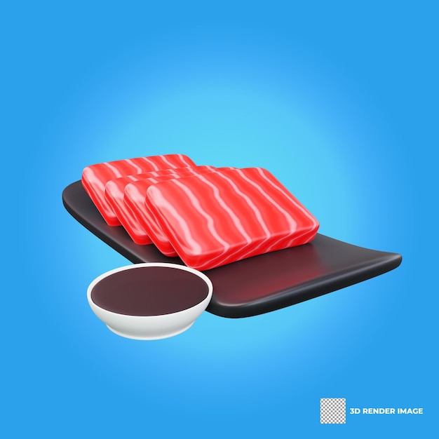 Ilustración 3d de comida asiática sashimi comida japonesa