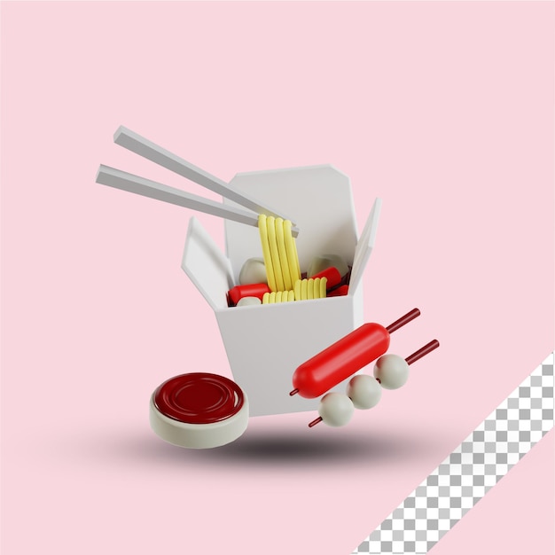 Ilustración 3d de comida japonesa