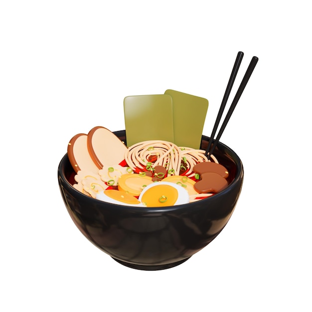 PSD ilustración 3d de comida japonesa