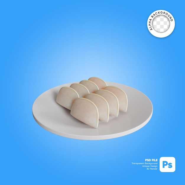 Ilustración 3d de la comida tradicional indonesia cireng en un plato