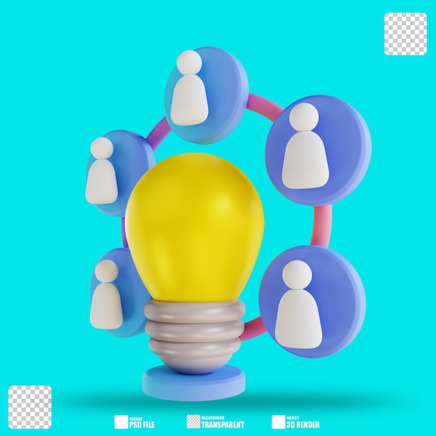 PSD ilustración 3d compartir ideas 2