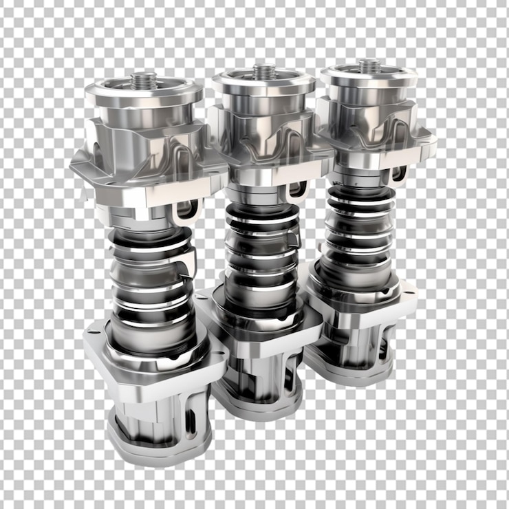 PSD ilustración en 3d de los componentes del motor del automóvil