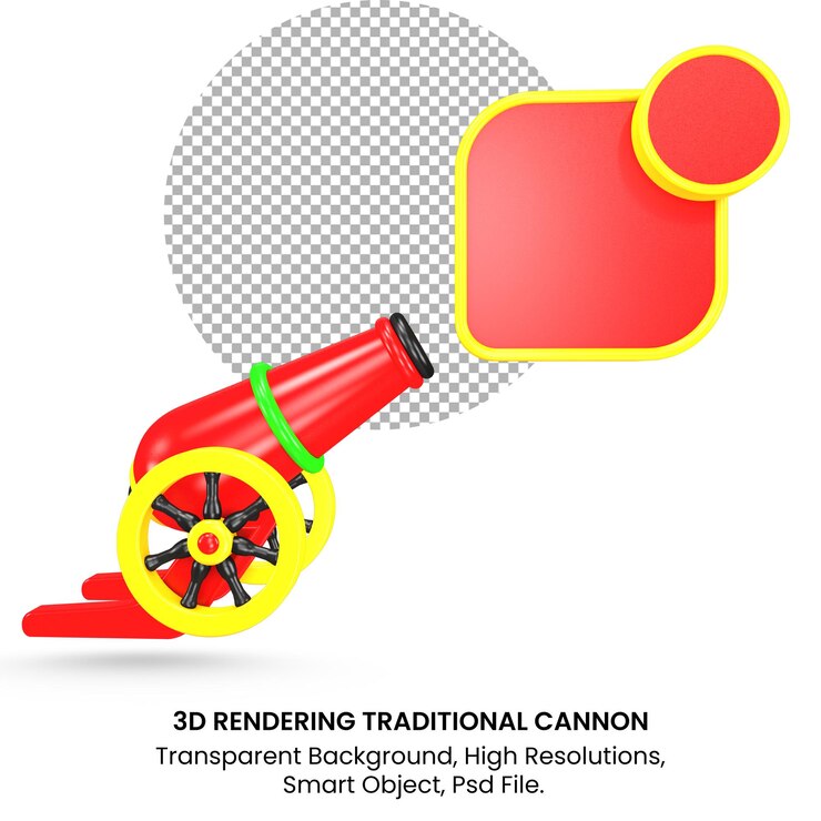 Ilustración 3D Composición de cañón tradicional