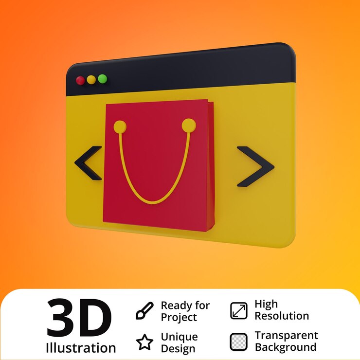 PSD ilustración 3d de compras en línea