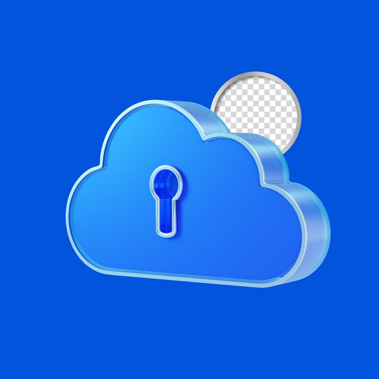 PSD ilustración 3d de computación de datos en la nube con color azul