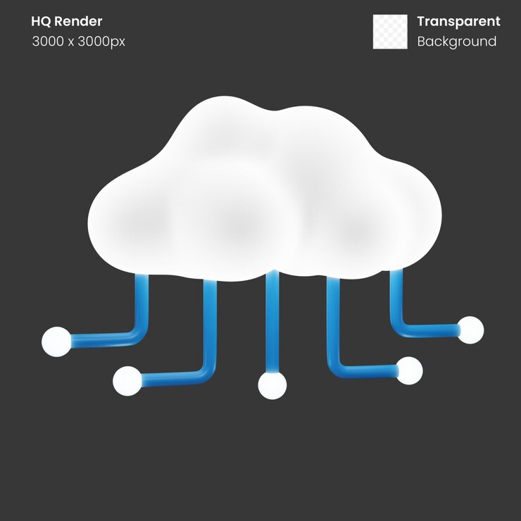 PSD ilustración 3d de computación en la nube