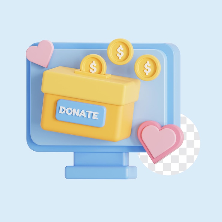 PSD ilustración 3d de la computadora de donación