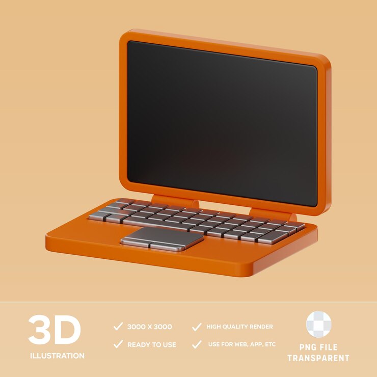 PSD ilustración 3d de la computadora portátil psd