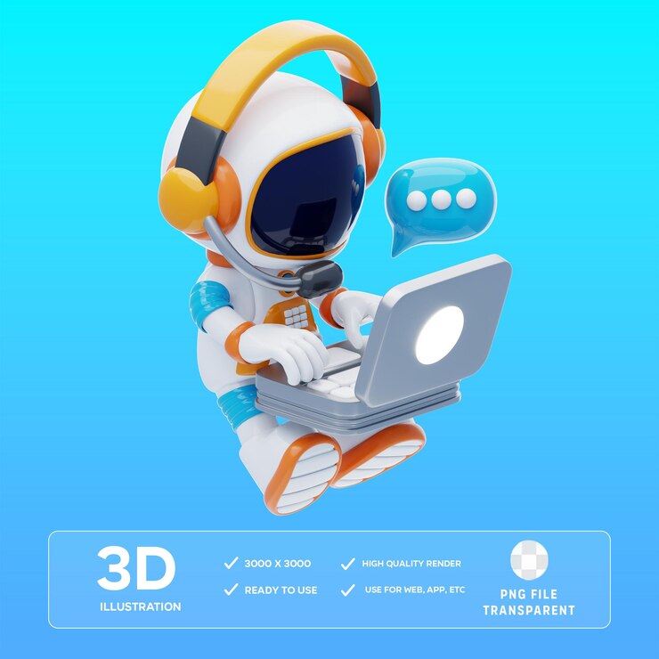 Ilustración 3D de la comunicación Atronaut de PSD