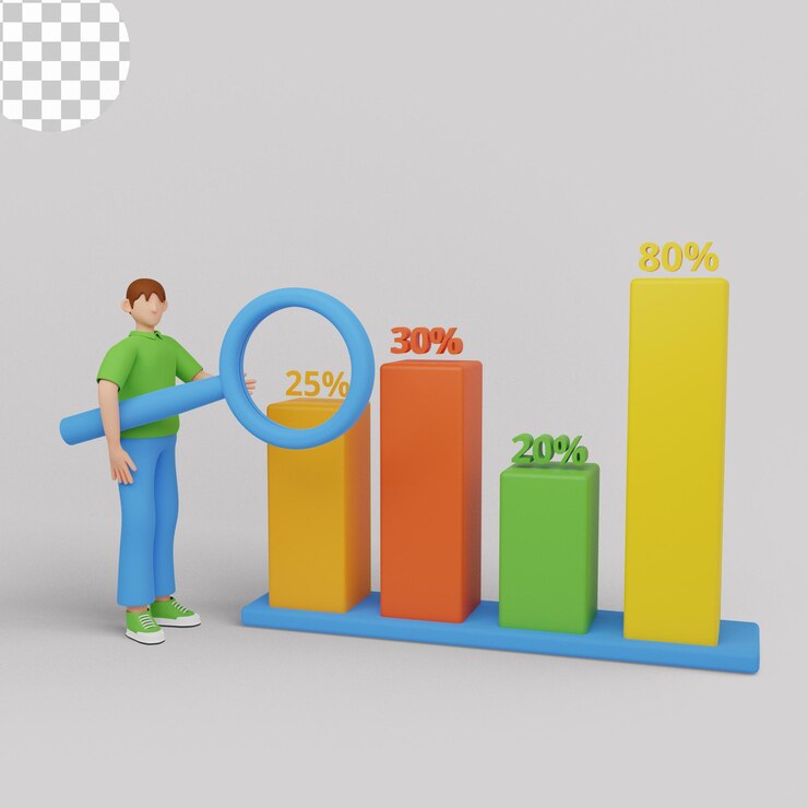PSD ilustración 3d. concepto de análisis de datos