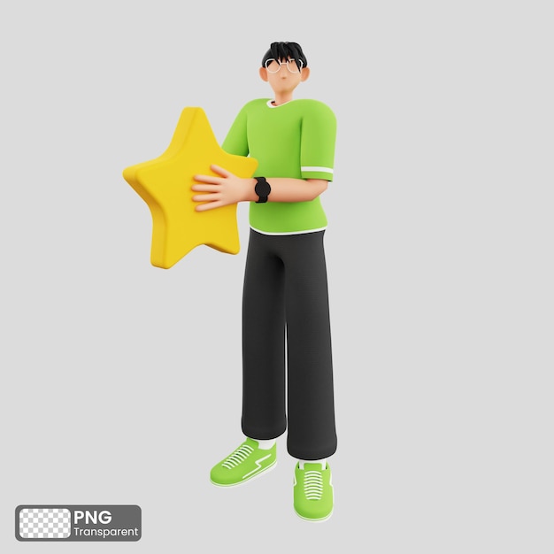 Ilustración 3D del concepto de calificación de revisión del cliente