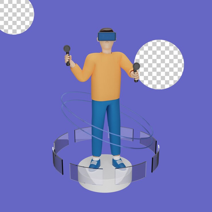 PSD ilustración 3d del concepto de casco de realidad virtual