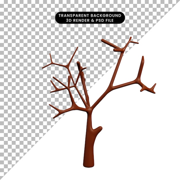 PSD ilustración 3d del concepto de halloween árbol muerto