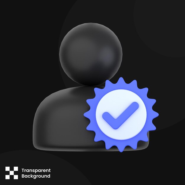 Ilustración 3D del concepto de icono 3D de verificación de usuario verificado