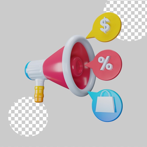 Ilustración 3d del concepto de promoción