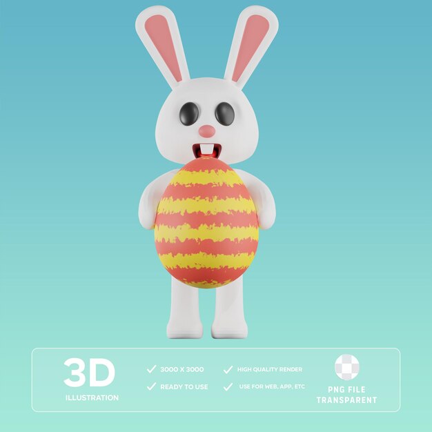 Ilustración 3D del conejo que trae el huevo