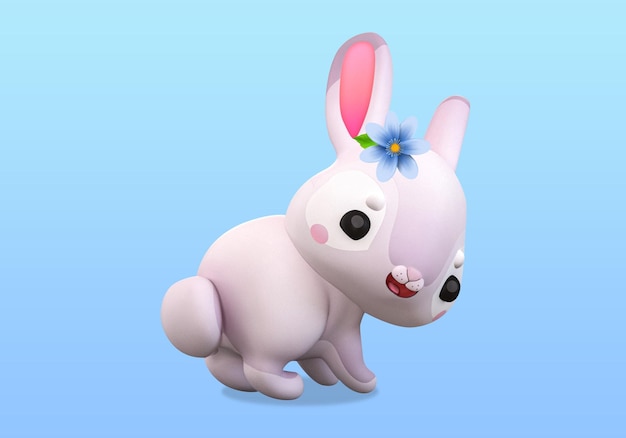 PSD ilustración 3d de conejo