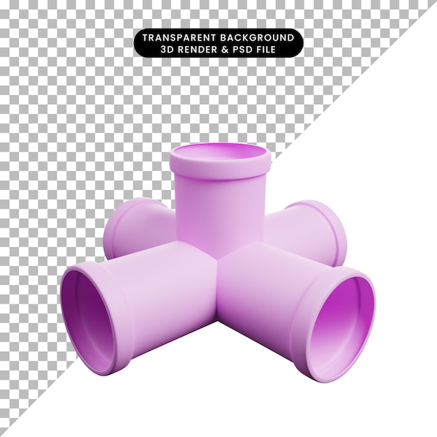 Ilustración 3D de conexión de tubería de objeto simple