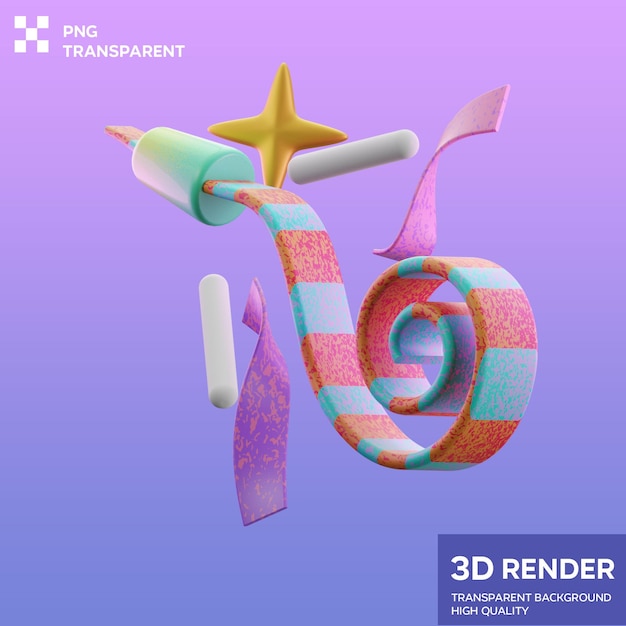 Ilustración en 3D de los confetes de PSD