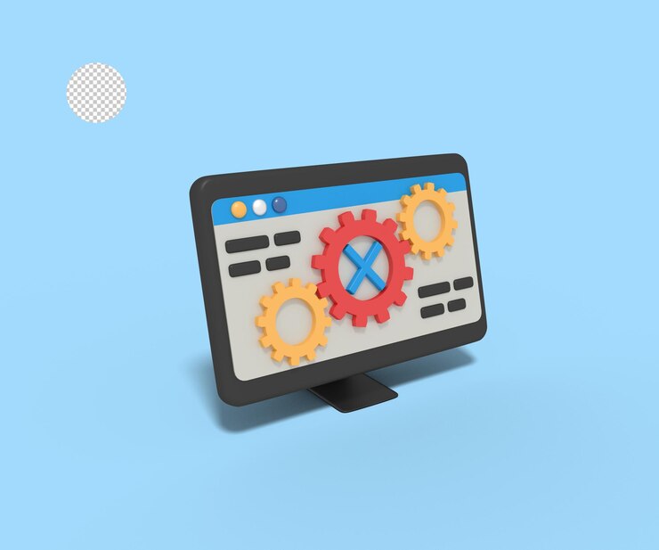 PSD ilustración 3d de configuración de red de error