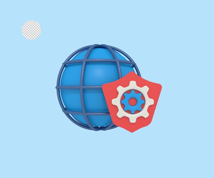 PSD ilustración 3d de la configuración de seguridad de intrnet