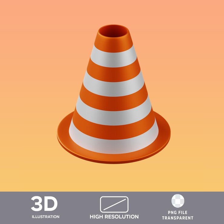 PSD ilustración 3d del cono de carretera psd