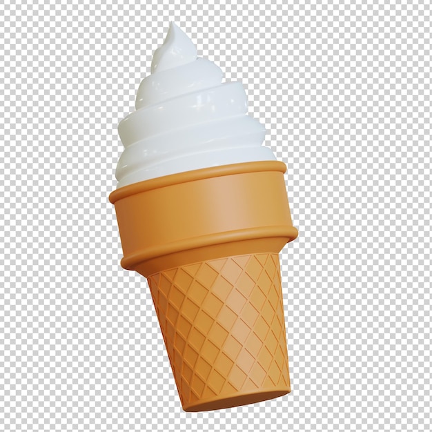 Ilustración 3d de cono de helado