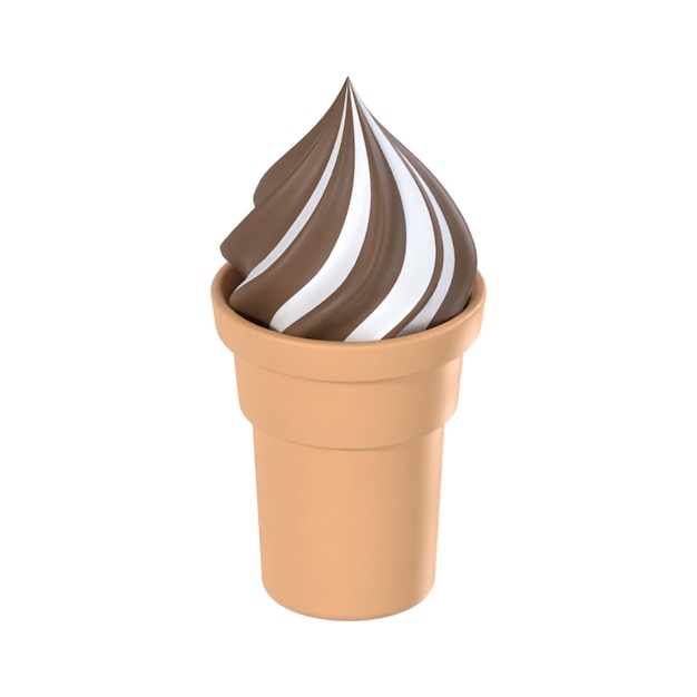 PSD ilustración 3d de cono de helado