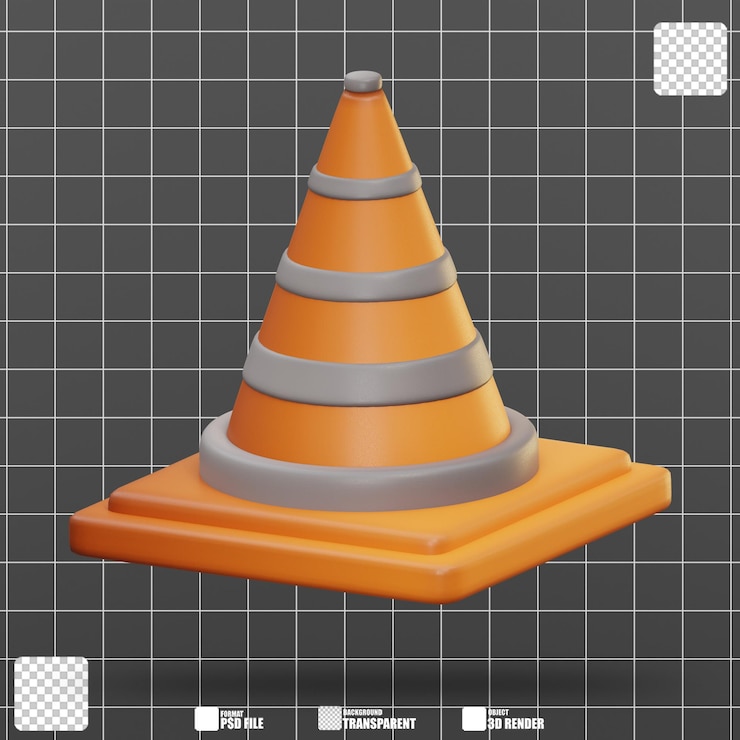 PSD ilustración en 3d del cono de tráfico