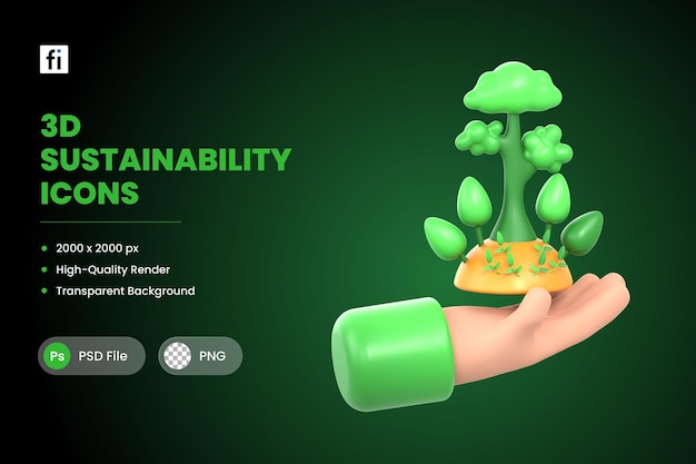 Ilustración 3D Conservación forestal sostenible