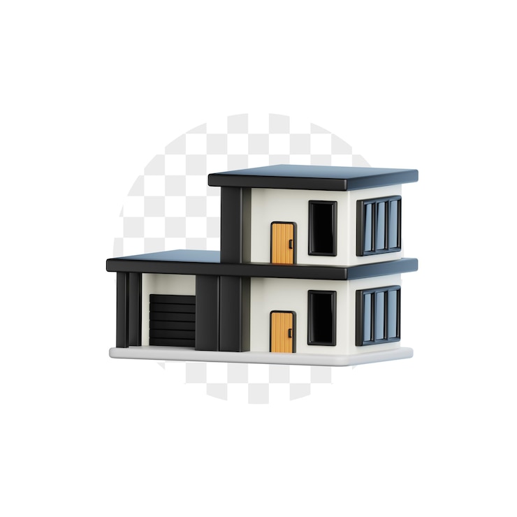 PSD ilustración 3d de la construcción de casas modernas