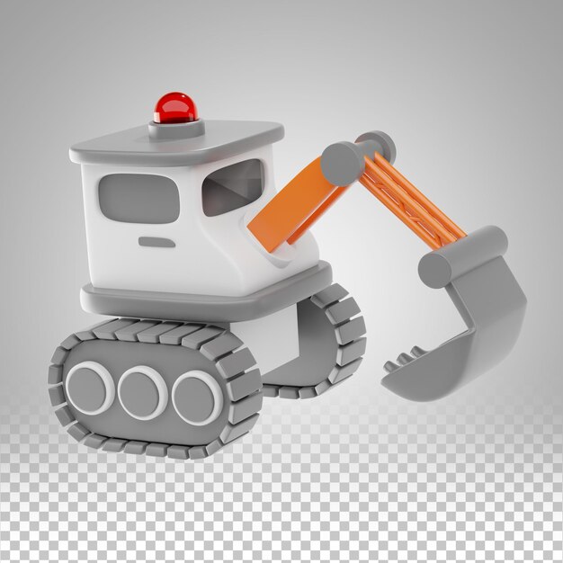 Ilustración 3D de la construcción de la excavadora de dibujos animados