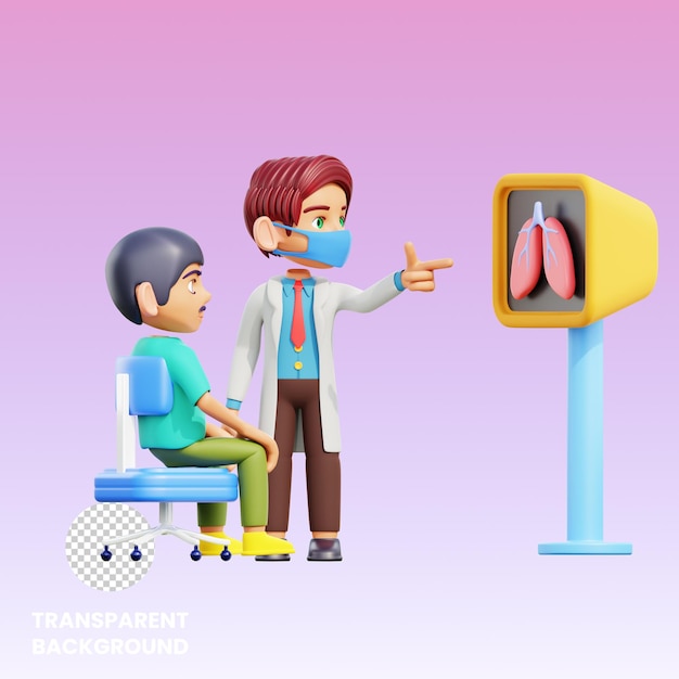 Ilustración 3d consulta del paciente con un médico
