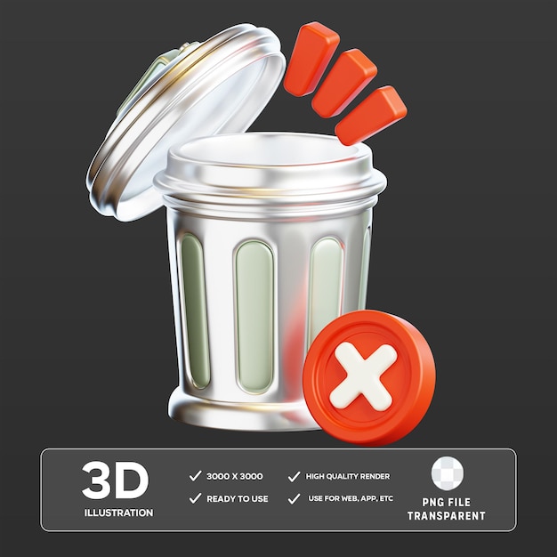 Ilustración 3D del contenedor de basura de PSD