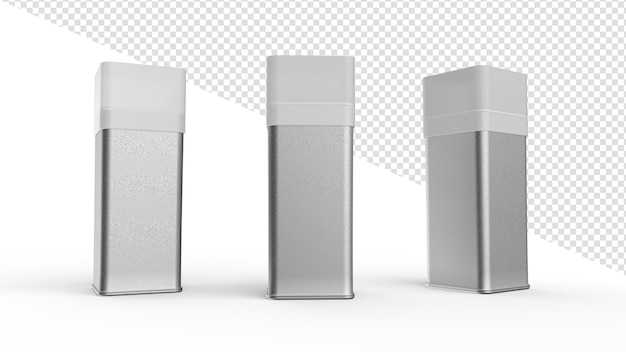 Ilustración 3d de contenedor de forma de hexágono de tarro de metal rugoso realista