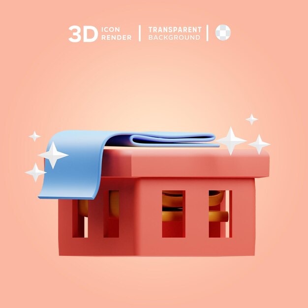 PSD ilustración 3d del contenedor de ropa psd