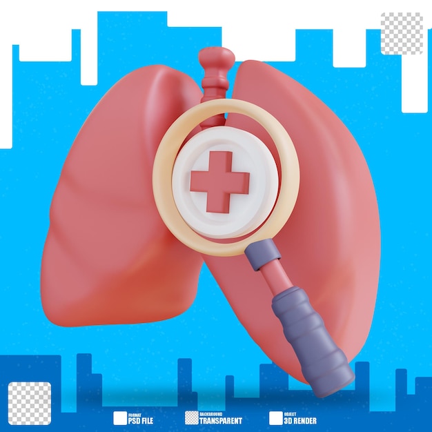 Ilustración 3d del control de salud pulmonar 3