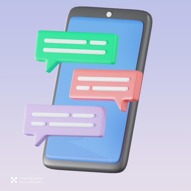 Ilustración 3D de conversaciones telefónicas en PSD
