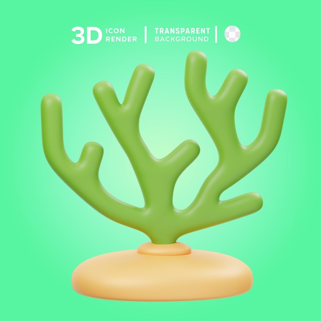 Ilustración 3d de coral en formato psd