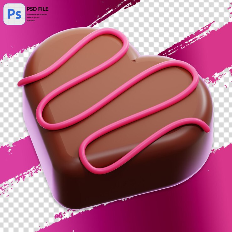 PSD ilustración 3d del corazón de chocolate con el icono aislado en png