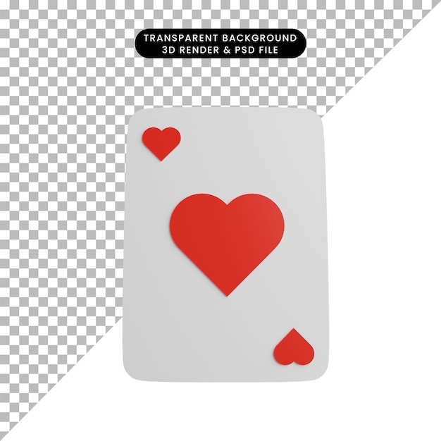 Ilustración 3d de corazón de juego de cartas