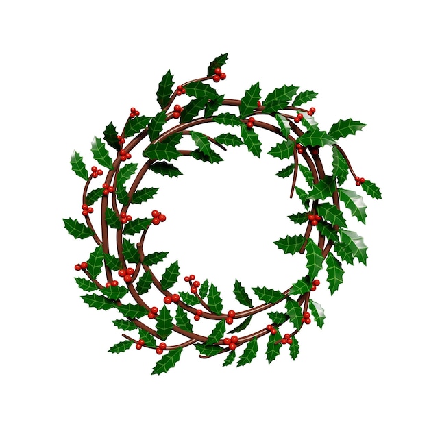 Ilustración 3D de corona de Navidad