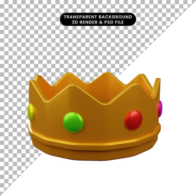 PSD ilustración 3d de corona de objeto simple