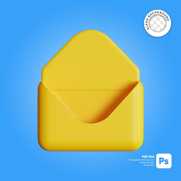 Ilustración 3d de correo electrónico abierto