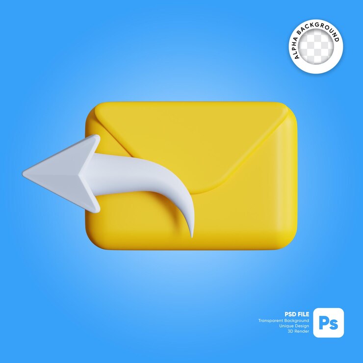 PSD ilustración 3d de correo de respuesta